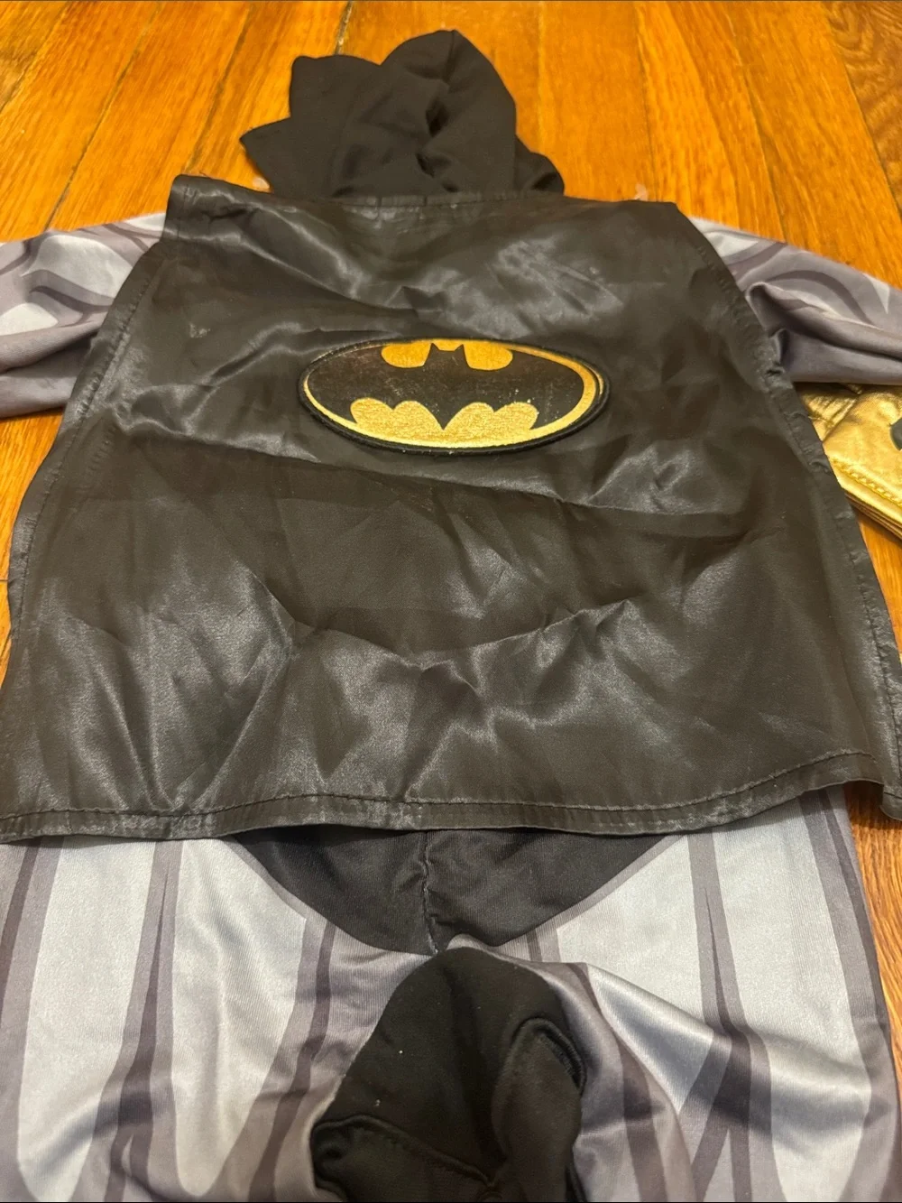 Baby Batman Gray and Gold Costume with Hooded Cowl 0-6 months